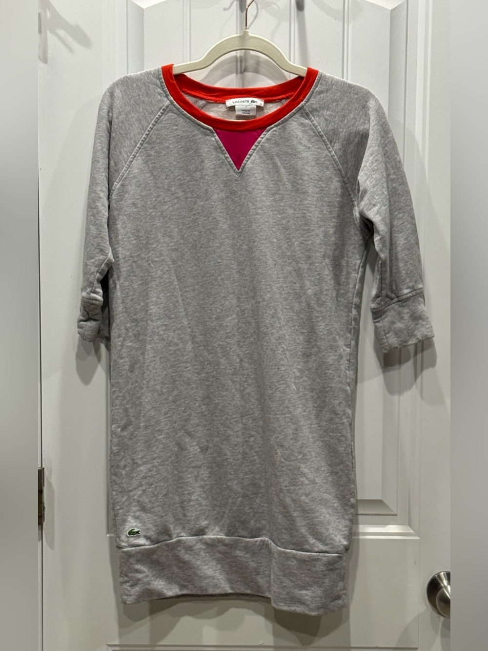 Lacoste Women’s Size 36 Gray 100% Cotton Sweatshirt Dress EUC